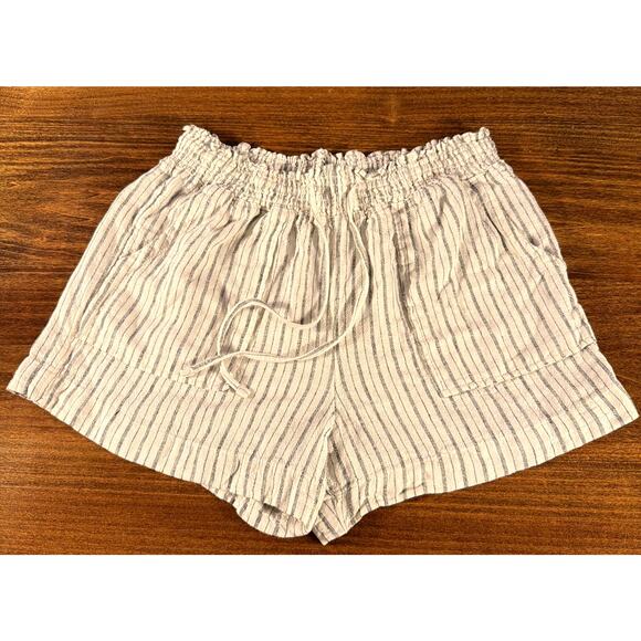 Time And Tru Pants - Time & Tru Linen Blend Shorts Size Small 4-6 White Black Stripe Pockets